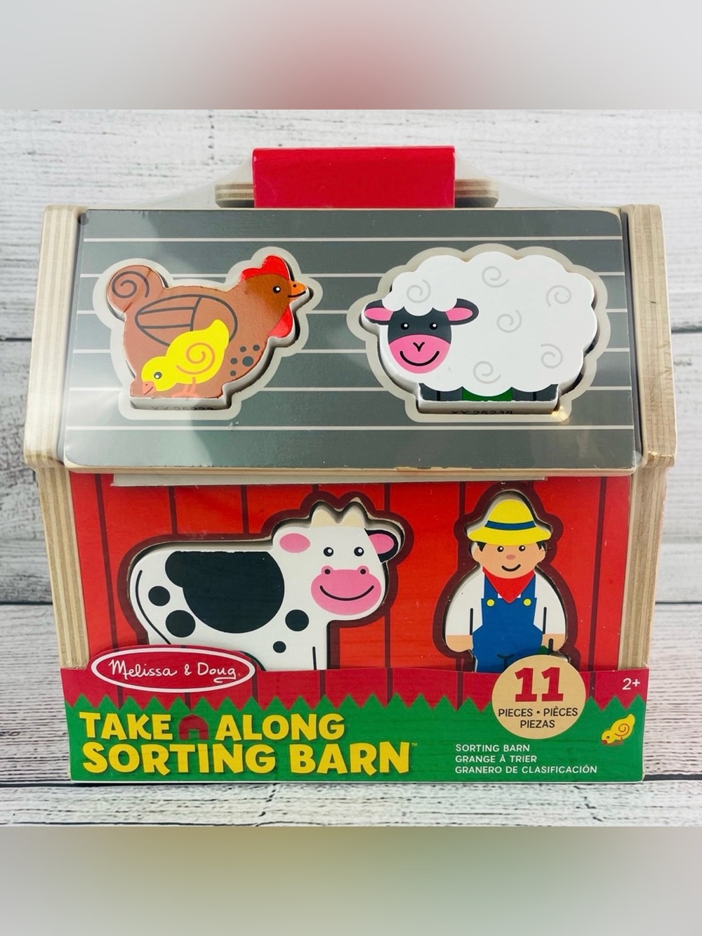 Melissa & Doug Take Along Sorting Barn - 10 Wooden Play Pieces & Barn NEW